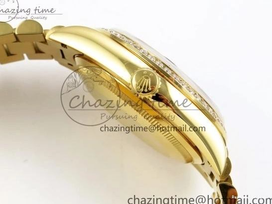 0420 WaterResistant Day Date 36 YG RAF 1:1 Best Edition Brown Oman Dial Diamonds Bezel on YG Bracelet A 1518